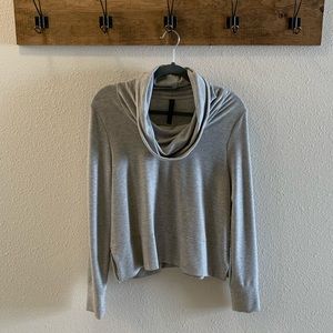 Gray cropped cowl neck athletic sweater